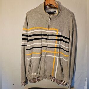 ENYCE Clothing Company Sweater Jacket Mens XXL Gray Full Zip Up Y2K Hip Hop VTG